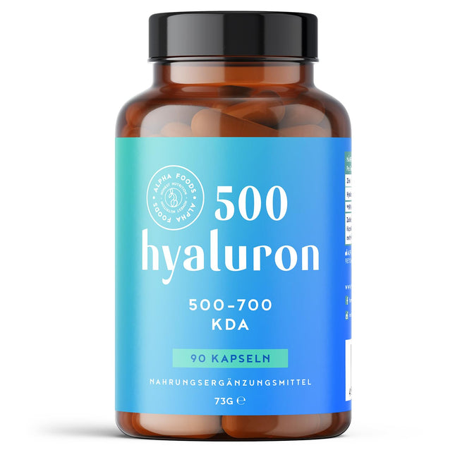 Hyaluronic acid with zinc | High-dose hyaluronic acid | Vegan - 90 capsules for 3 months | 500–700 kDa high bioavailability for the skin | Alpha Foods