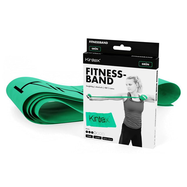 Kintex Fitness Band, 2.5 m x 15 cm, Exercise Band in 7 Strengths, 100% Latex, Portable Training Band (Green)