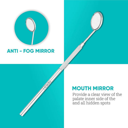 Dental care set of 4 premium teeth cleaning tartar remover dental probe mouth mirror scaler made of stainless steel