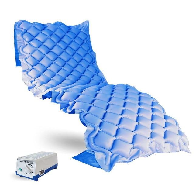 Mobiclinic®, Anti-decubitus mattress, Model mobi 1, With compressor motor, Air mattress, Alternating cycle doctor, European brand, For decubitus grade I, 200 x 90 cm, 130 cells, Color blue