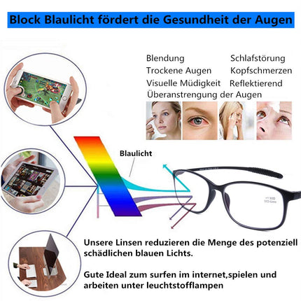 DOOViC Blue Light Filter Computer Reading Glasses Black/Rectangular Frame Glasses with Prescription for Women/Men 2.0