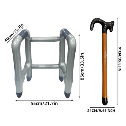 Inflatable rollator, inflatable walking stick, inflatable walking stick, inflatable walking aid the perfect set for your costume as grandma or grandpa for carnival or as a gag for birthday