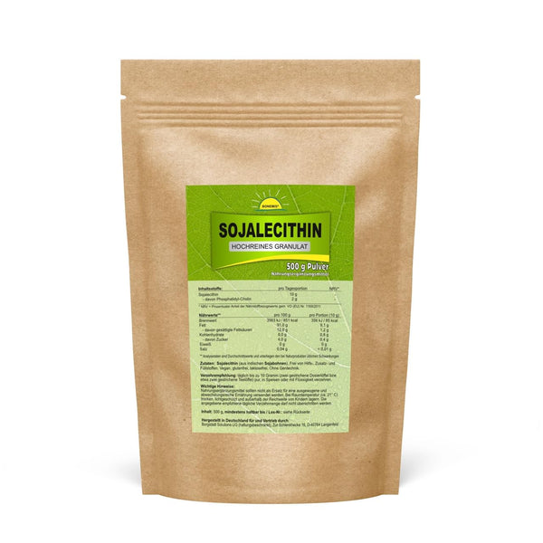 Soy lecithin, high-purity granules without additives, 500 grams, premium quality bottled in Germany, Bonemis®