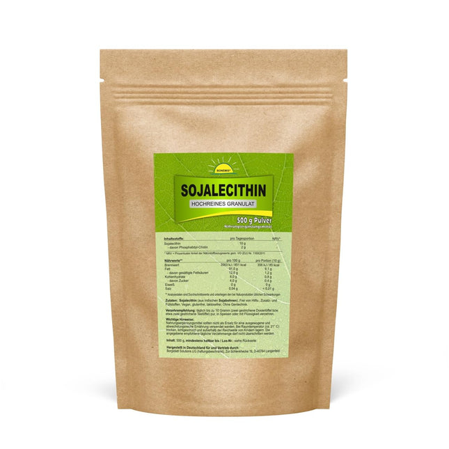 Soy lecithin, high-purity granules without additives, 500 grams, premium quality bottled in Germany, Bonemis®