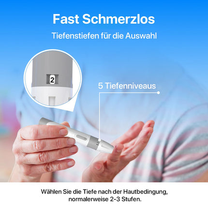 Blood glucose meter set, 100 test strips, 100 lancets, 1 blood glucose meter, 1 lancing device, diabetes test set without coding, glucometer with large display, glucometer for home use