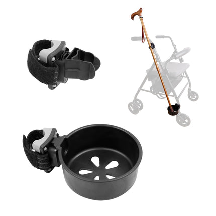 KMINA - Stick holder for rollator, wide rubber, crutch holder, walking stick holder, holder for wheelchair