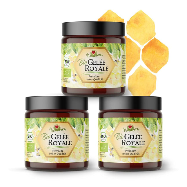 Organic Royal Jelly | Fresh jelly in premium beekeeper quality | NO additives | Naturherz Original (3 x 100 g)