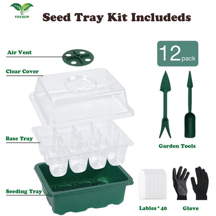 VDYXEW Mini Greenhouse - for up to 12 plants per indoor greenhouse, indoor greenhouse cultivation box mini greenhouse ，Green/Transparent (12 pieces)