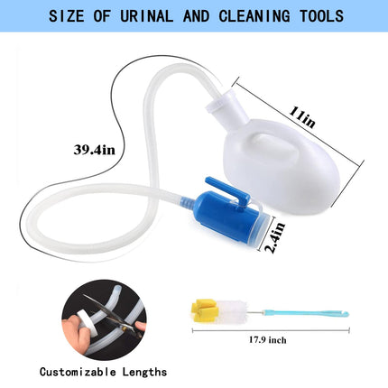testyu 2000ML Urinal Bottles Unisex with Holder, Leak-Proof Lid and Hose, Portable Urinal Bottle for Men Women with Cleaning Brush for Disabled, Elderly, Car, Camping, White