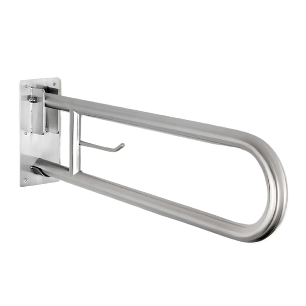Uzman-Versand, Premium stainless steel 304 folding support handle with toilet paper holder, stand-up aid handle bar WC bathroom toilet folding handle support handle grab bar