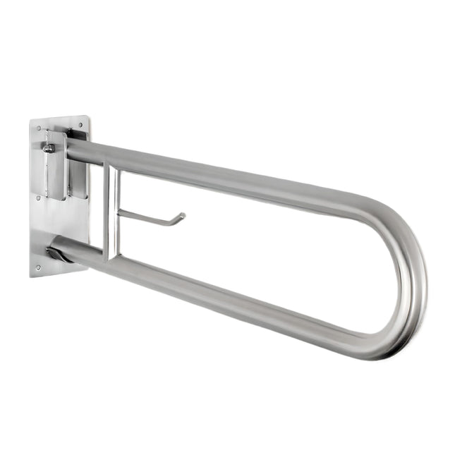 Uzman-Versand, Premium stainless steel 304 folding support handle with toilet paper holder, stand-up aid handle bar WC bathroom toilet folding handle support handle grab bar