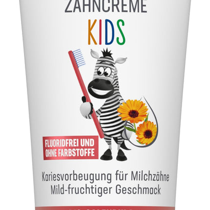 lavera Toothpaste Kids FLUORIDE-FREE - no colorings - protects baby teeth - mild and fruity - organic calendula &amp; calcium - vegan - 75 ml