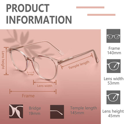FONHCOO Blue Light Filter Glasses Women TR90 Non-Prescription Blue Light Glasses, Super Lightweight Anti-Fatigue Computer Glasses Gaming Safety Glasses (Transparent Light Brown)