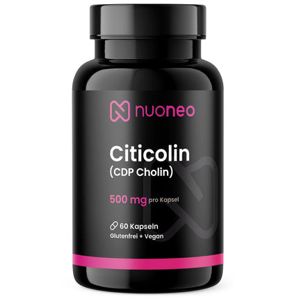 Citicoline CDP Choline 500mg, 60 Capsules, High Bioavailability, No Additives, Full 500 mg Citicoline/CDP Choline per Capsule from nuoneo