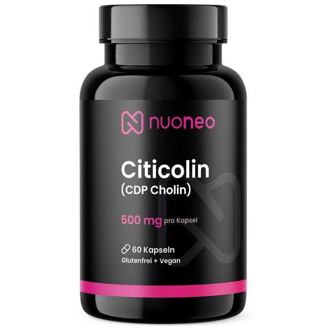 Citicoline CDP Choline 500mg, 60 Capsules, High Bioavailability, No Additives, Full 500 mg Citicoline/CDP Choline per Capsule from nuoneo