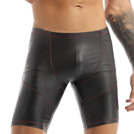 iEFiEL Men's Boxer Shorts Underpants Briefs Pants Hipster Patent Leather Wetlook Men's Underwear Black ML XL XXL Black XXL