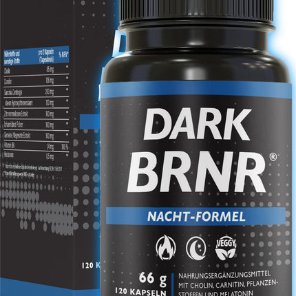 BRNR DARK BRNR Night Formula with Melatonin and L-Carnitine, Metabolic Formula with Choline and Vitamin B6, 120 Capsules