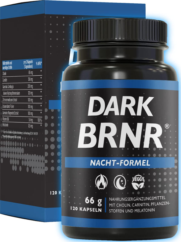 BRNR DARK BRNR Night Formula with Melatonin and L-Carnitine, Metabolic Formula with Choline and Vitamin B6, 120 Capsules