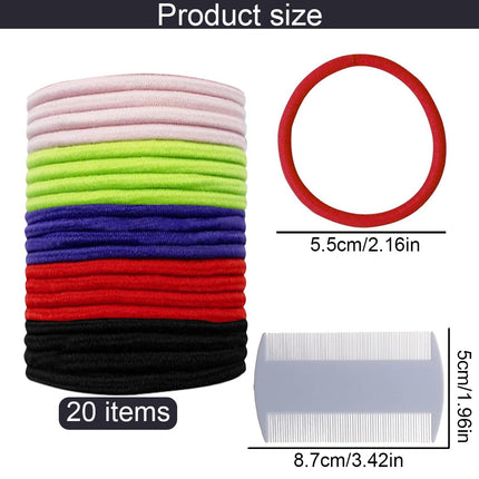 MOLZINY 20 pieces anti-lice hair tie treatment against head lice anti-lice hair tie against head lice anti-lice against head lice lice prevention hair tie rubber band with extra fine tooth comb