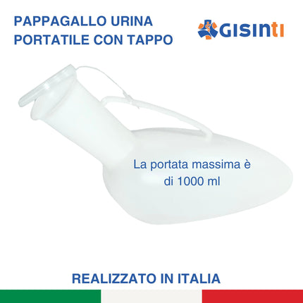 Gisinti - Urine Man Portable Urinal for Men, Male Urinal made of non-toxic polyethylene, Made in Italy, 1 Piece, Color White
