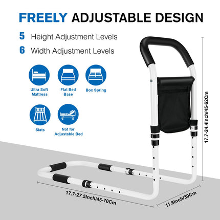 kajkey bed riser - bed riser - stable handle to support getting out of bed, bed entry aid - easy help when getting in and out of bed