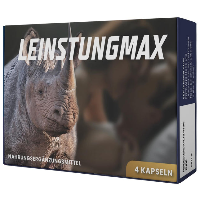 LEINSTUNGMAX Extra Strength Strengthening Capsules for Active Men. 4 capsules of high-dose pure ginseng extract for immediate support during passionate moments | 100% natural