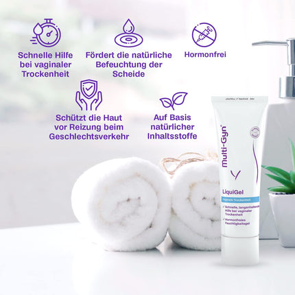 Multi-Gyn LiquiGel with applicator for immediate relief from vaginal dryness, pain, itching, or irritation – hormone-free with natural ingredients – 50 ml