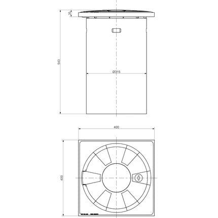Telescopic manhole cover square KG pipe DN 315 inspection shaft telescopic shaft inspection flap 40x40 inspection shaft sewage shaft soakaway shaft pump shaft shaft (inspection shaft without ventilation)
