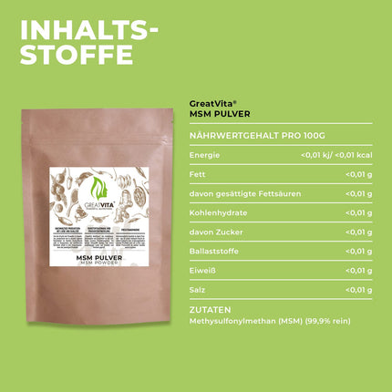 MSM Powder 3x 1000g | 99.9% pure - Methylsulfonylmethane, organic sulfur without additives | GMO-free, free from artificial flavors and gluten | ideal for cold foods and drinks