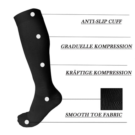 DDOBB 4 Pairs Compression Stockings for Men and Women, Support Stockings, Compression Socks, Support Socks, Travel Stockings for Flight, Sports, Running, Cycling (Black*4, SM)