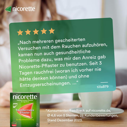 NICORETTE patches with 15 mg nicotine – quit smoking with nicotine patches – for phase 1 or 2 of smoking cessation – 14 pcs.