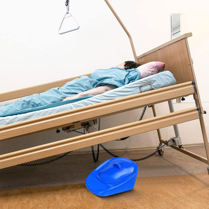 Bedpan with lid, bedpan, plastic patient pan, chamber pot, bed urinals for men, women, elderly people, blue