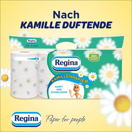 Regina Camomile Paper 3-ply Toilet Paper – 16-roll pack, 150 sheets per roll, Soft and gentle with camomile scent and FSC-certified paper
