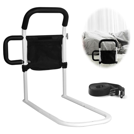 Hobubu Bed Rail for Elderly with LED Motion Light, Safety Bed Support Bar with Double Grab Handles and Storage Bag, Fall Protection for Elderly, Disabled,