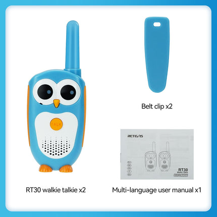 Retevis RT30 Walkie Talkie for Kids, Cartoon Owl Walkie Talkie for Kids Ages 8 and Up, Gifts for Kids, Camping Family Game (Blue, 2 PCS)