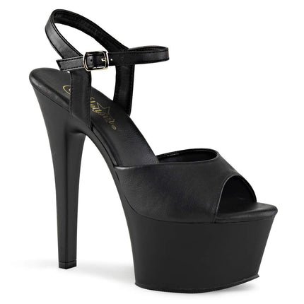 Pleaser Women's ASPIRE-609 Open Sandals, Black (Blk Faux Leather/Blk Matte), 38 EU