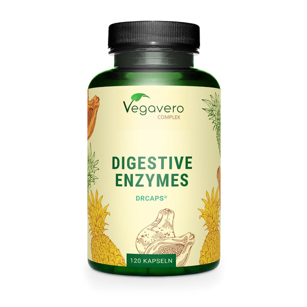 Enzyme Complex | Bromelain - Papain - Amylase - Lipase - Cellulase | Enteric-coated DRCaps® | Natural digestive enzymes | Laboratory-tested | No additives | German production Vegavero®