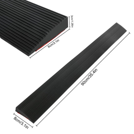 Door threshold ramp, 900 x 80 x (10-30) mm rubber ramp, wheelchair ramp load capacity 800 kg for wheelchairs, strollers, walkers or e-scooters (3.0 cm height)