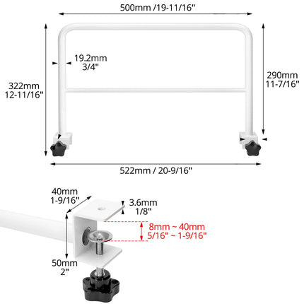 QWORK® Bed Rail, Clip-on Bed Rail for Adults, Fall Prevention at Bed, Durable Carbon Steel