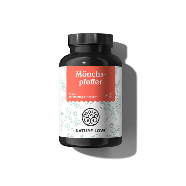 NATURE LOVE® Monk's Pepper Capsules - 240 Capsules - 4:1 Extract from Original Vitex Agnus Castus - Highly Dosed with 10mg per Capsule, No Unnecessary Additives, Vegan, Laboratory-Tested, Produced in Germany