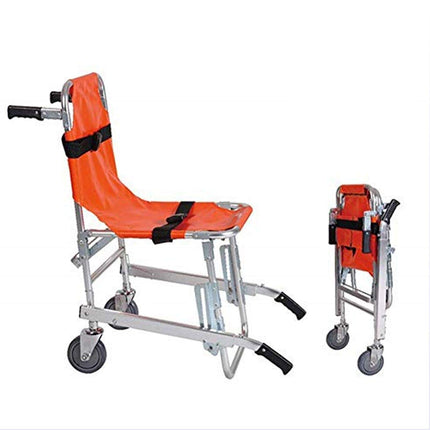 GLJY EMS Aluminum Alloy Stair Chair - Lightweight Folding Ambulance Firefighter Evacuation Chair for Emergency Vehicles with Quick Release Buckle, Orange