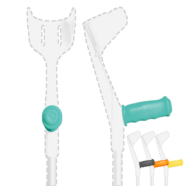 MySleeve - Ergonomic handles for crutches (2 pieces), prevents crutches from falling, crutch pads, crutch accessories, NOT for anatomical crutches - 21 x 6.5 x 9 cm, turquoise