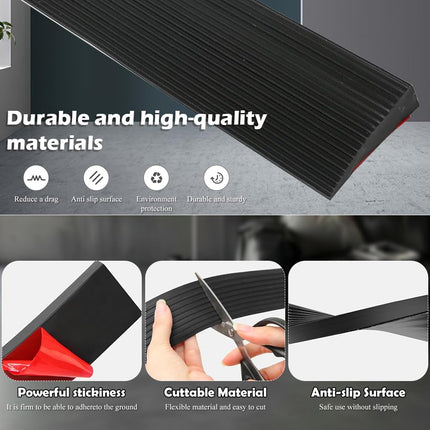 Door threshold ramp, 900 x 80 x (10-30) mm threshold ramp, rubber door threshold ramp, vacuum robot, wheelchair ramp, load capacity 800 kg for wheelchairs, strollers, garages (black, 1.5 cm height)