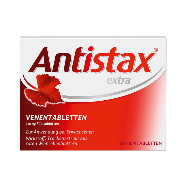 Antistax extra vein tablets, film-coated tablets 360 mg, 30 tablets, with the medicinal power of red vine leaves, for heavy and swollen legs, nighttime calf cramps, and venous insufficiency