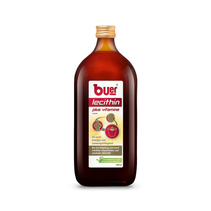 Buer Lecithin plus Vitamins: Soy lecithin liquid with vitamins B2, B6, B12, B3 and B5 for more energy and performance, 500 ml