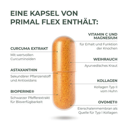 Primal Harvest® Joint Active Plus - 60 high-dose &amp; laboratory-tested capsules with magnesium and vitamin C - hyaluronic acid, collagen