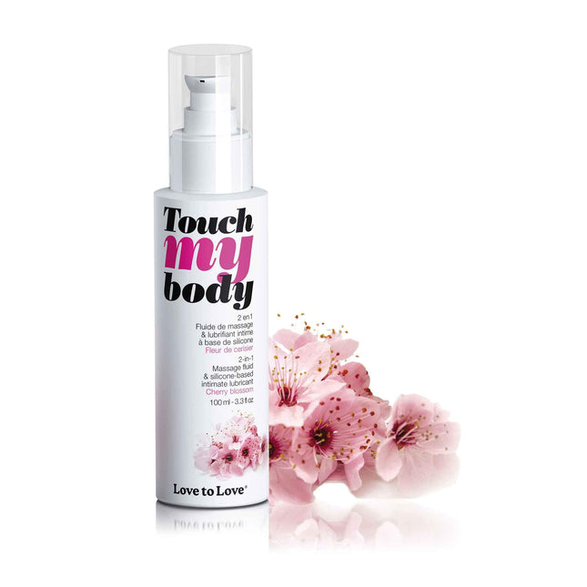 LOVE TO LOVE Touch My Body, Massage Oil &amp; Lubricant, Cherry Blossom, 100 ml