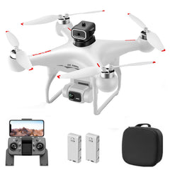 Drone with Camera 4K Dual WIFI 2.4G Brushless Gesture Photography, Obstacle Detection, Optical Flow Positioning, 6-Axis Gyro, Headless Mode, Gift for Adults Children Black 2 Batteries