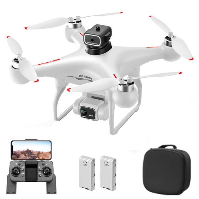 Drone with Camera 4K Dual WIFI 2.4G Brushless Gesture Photography, Obstacle Detection, Optical Flow Positioning, 6-Axis Gyro, Headless Mode, Gift for Adults Children Black 2 Batteries
