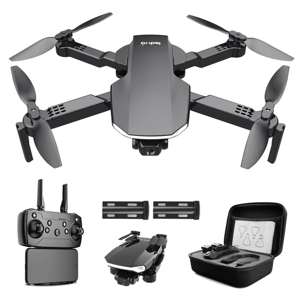 tech rc drone with camera HD 1080P with carrying bag for adults for outdoors RC quadrocopter foldable drone remote controlled 2 batteries 26 min. long flight time WLAN photo live video transmission for beginners